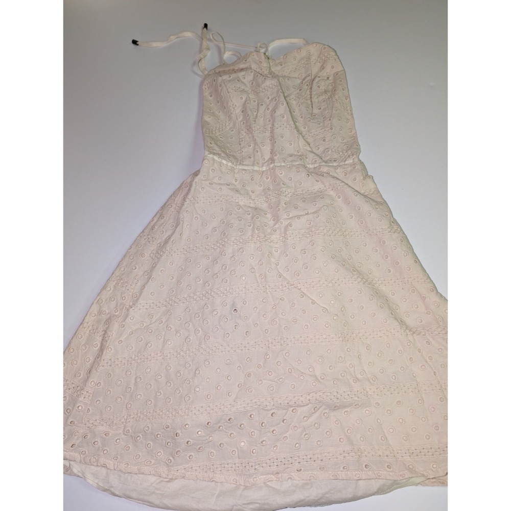 Urban Outfitters Cream Eyelet Halter Maxi Dress Boho Cotton Embroidered‎ Tiered